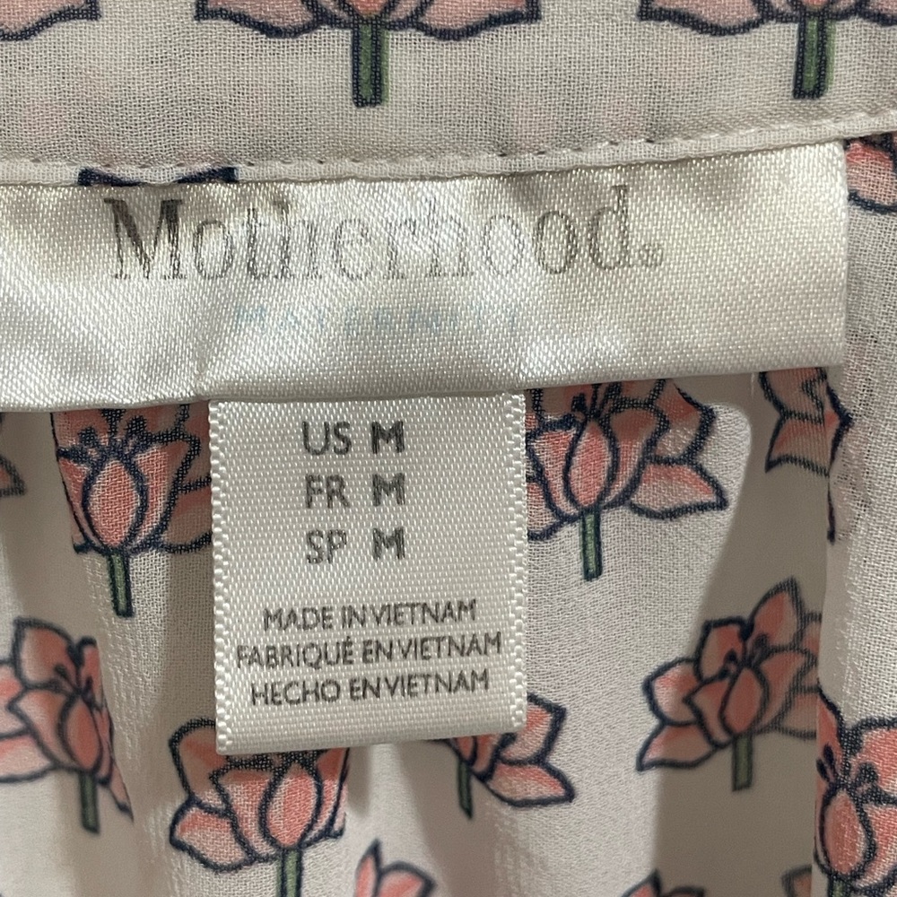 Motherhood Pink White Mixed Media Floral Sheer Blouse Size Medium - Picture 6 of 9